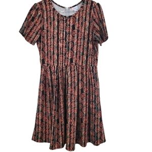 LulaRoe Amelia Black Aztec Sun Pattern Fit and Flare Dress 2X Dress